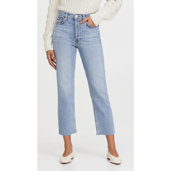 Re/Done '70S' Blue High Rise Comfort Stretch Stove Pipe Jeans Size 29